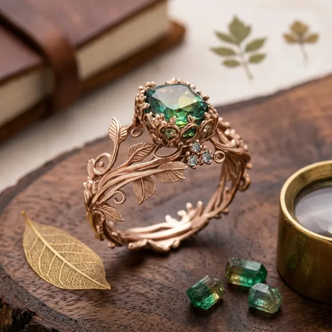 Handmade Tribal Art Crystal Ring with Green Gem, Unisex Statement Jewelry for Spiritual Protection and Energy Grounding, Jewelry For Women, Funky Unique Accessories, Crystal Rings, Handmade Rings