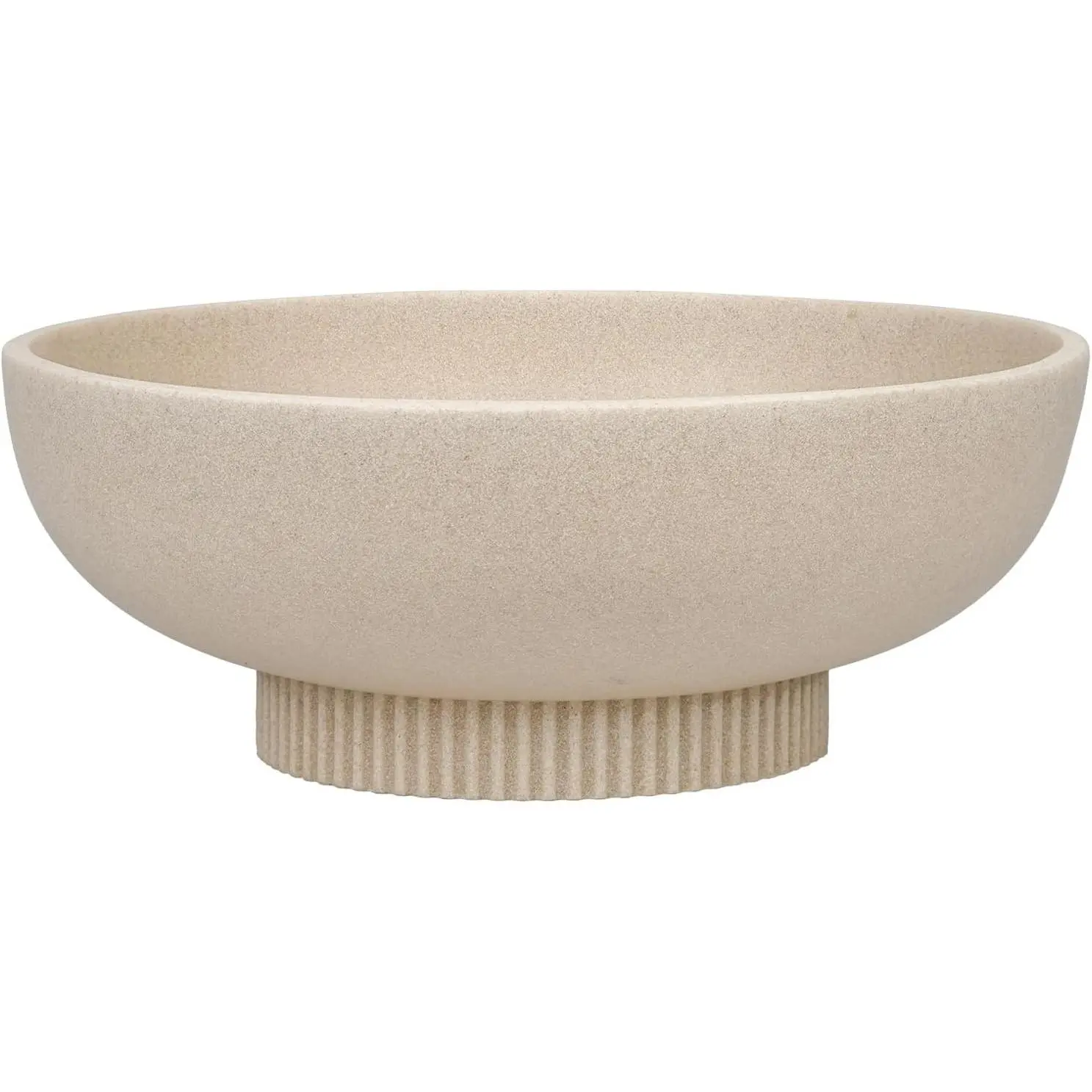 Large Resin Pedestal Decorative Bowl - Modern Handicraft Bowls for Home Decor - Fruit Bowl for Kitchen Counter - Key Bowl for Entryway Table, Artificial Stone Beige