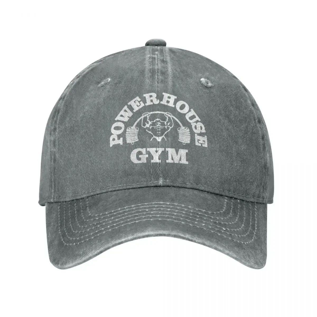 2025  Classic Denim Powerhouse Gym Baseball Caps for Men Women Summer Adjustable Baseball Hat Funny Sun Protection