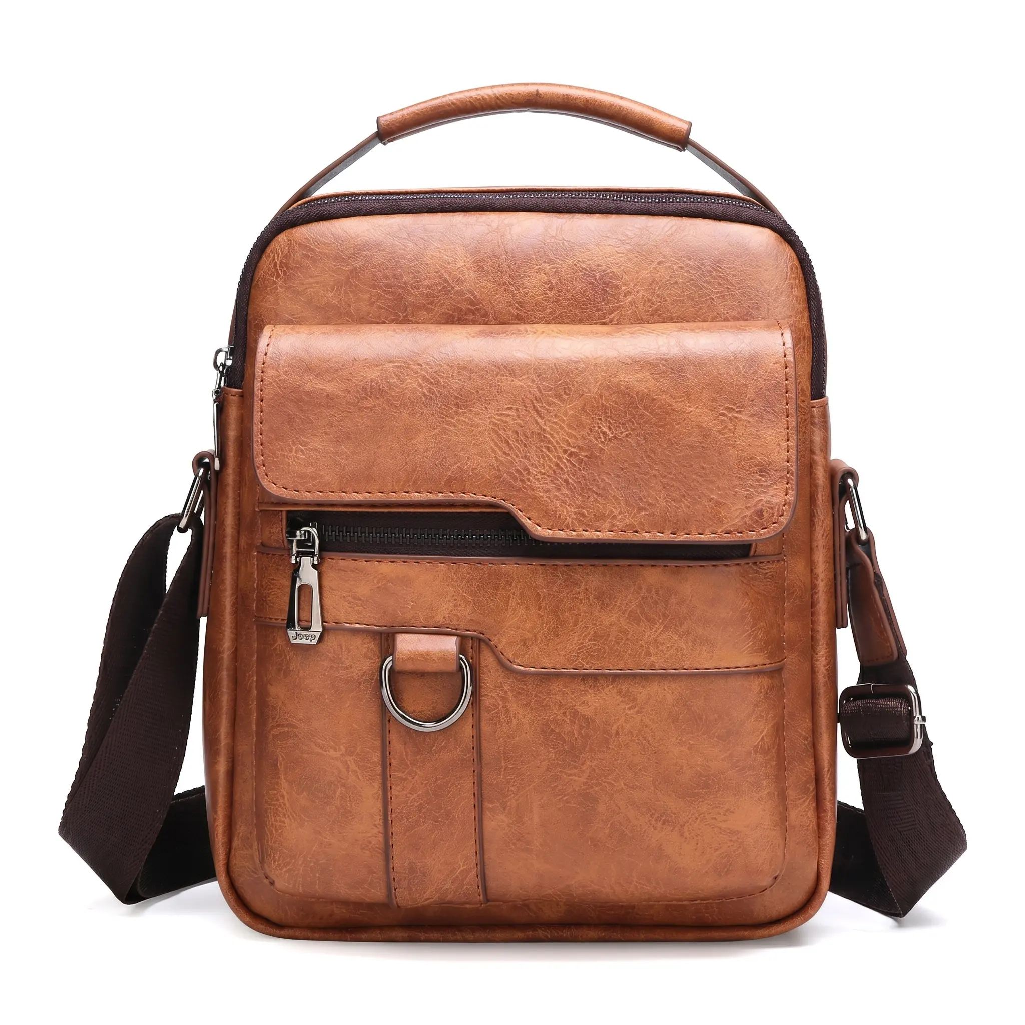 Business commuter messenger bag waterproof PU large capacity men's retro style daily must-have
