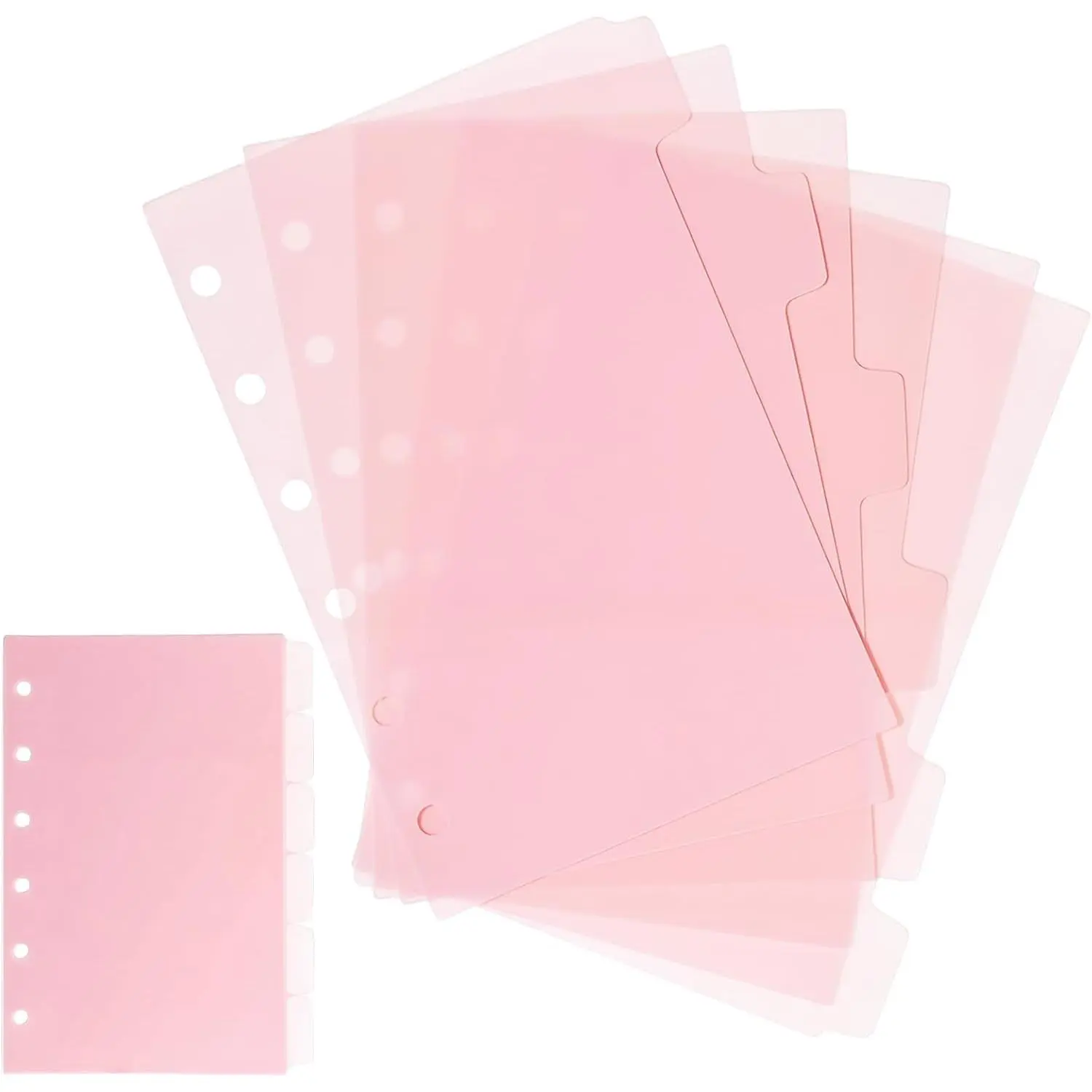6 Ring A7 Binder Dividers, 12 count Plastic A7 Planner Inserts Vertical Index Binder Divider Sheets Insertable Planner Tab Divider Index Page for 6-Holes Ring Binders Notebooks,