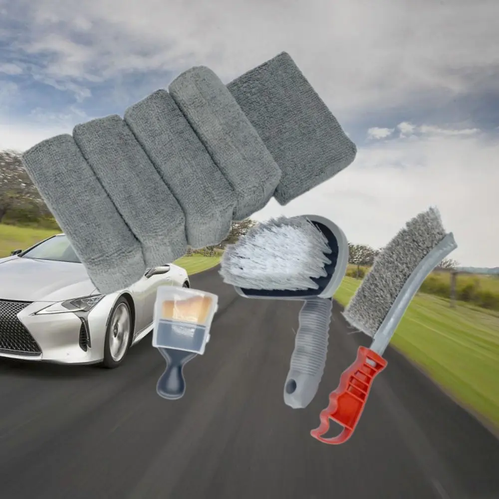 Premium Microfiber Car Wash Mitts & Brush Set, Scratch-Free Auto Detailing Kit, Soft Chenille Mittens, Tire Cleaning Brush, Essential Car Care Accessories