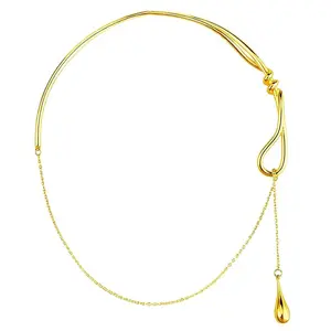 2026 No-Tangle Macramé Water Drop Necklace | Adjustable Spanish Knot Collarbone Chain | Hypoallergenic Gold/Silver | Exquisite Temperament for Work, Date, Wedding