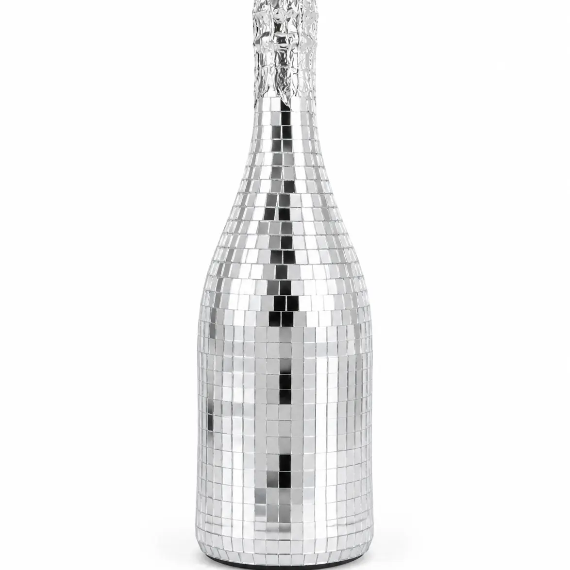 Silver Color Mirror Mosaic Decorative Bottle, Shiny Disco Style Desktop Ornament, Luxury Home Decoration, Living Room, Bedroom, Office Party Decor
