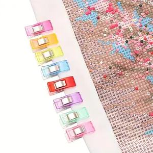Random Color Rhinestones Painting Clips (8 Counts), Keep Painting Canvas Steady Needlework Blinder Clips, DIY Craft Sewing Accessories, Sewing Tools