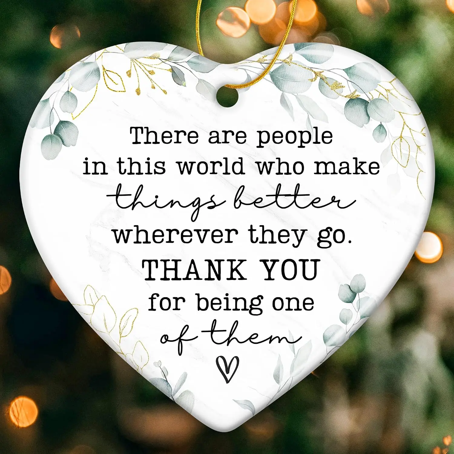 Thank You Gifts for Women Men - Appreciation Gifts for Teacher, Nurse, , Employee,  - Farewell  for Coworker - Ceramic Heart Ornament