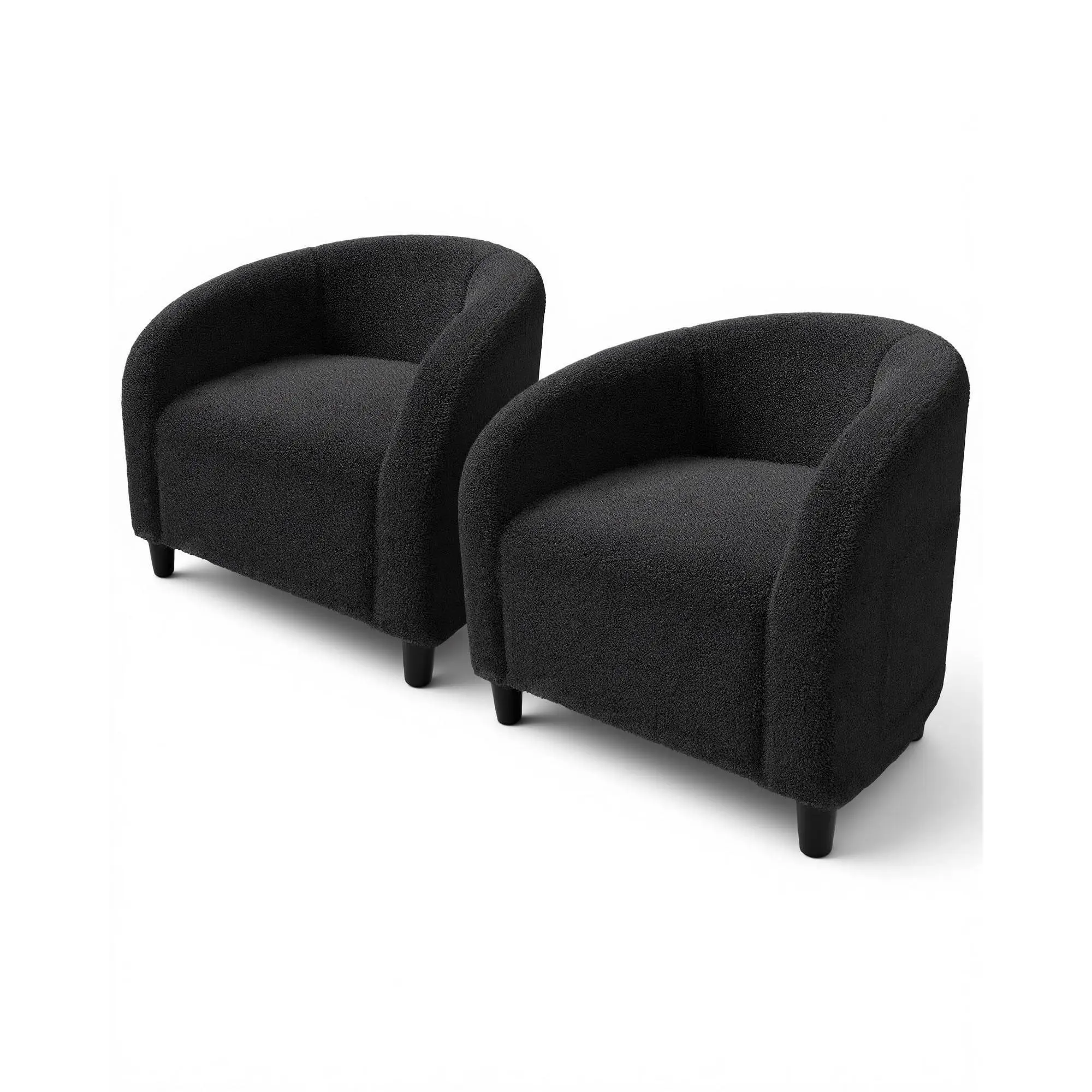 Garvee Accent Chair Barrel Boucle Chair Set of 2 Club Chair Sherpa Armchair Suitable for Living Room Bedroom Reception Room Office(Dark Gray)
