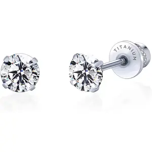 Hypoallergenic G23 Implant Grade Titanium Screw Back Earrings Tragus 20G Helix F136 Piercing Post for Sensitive Ears Simulated Diamond Cartilage.
