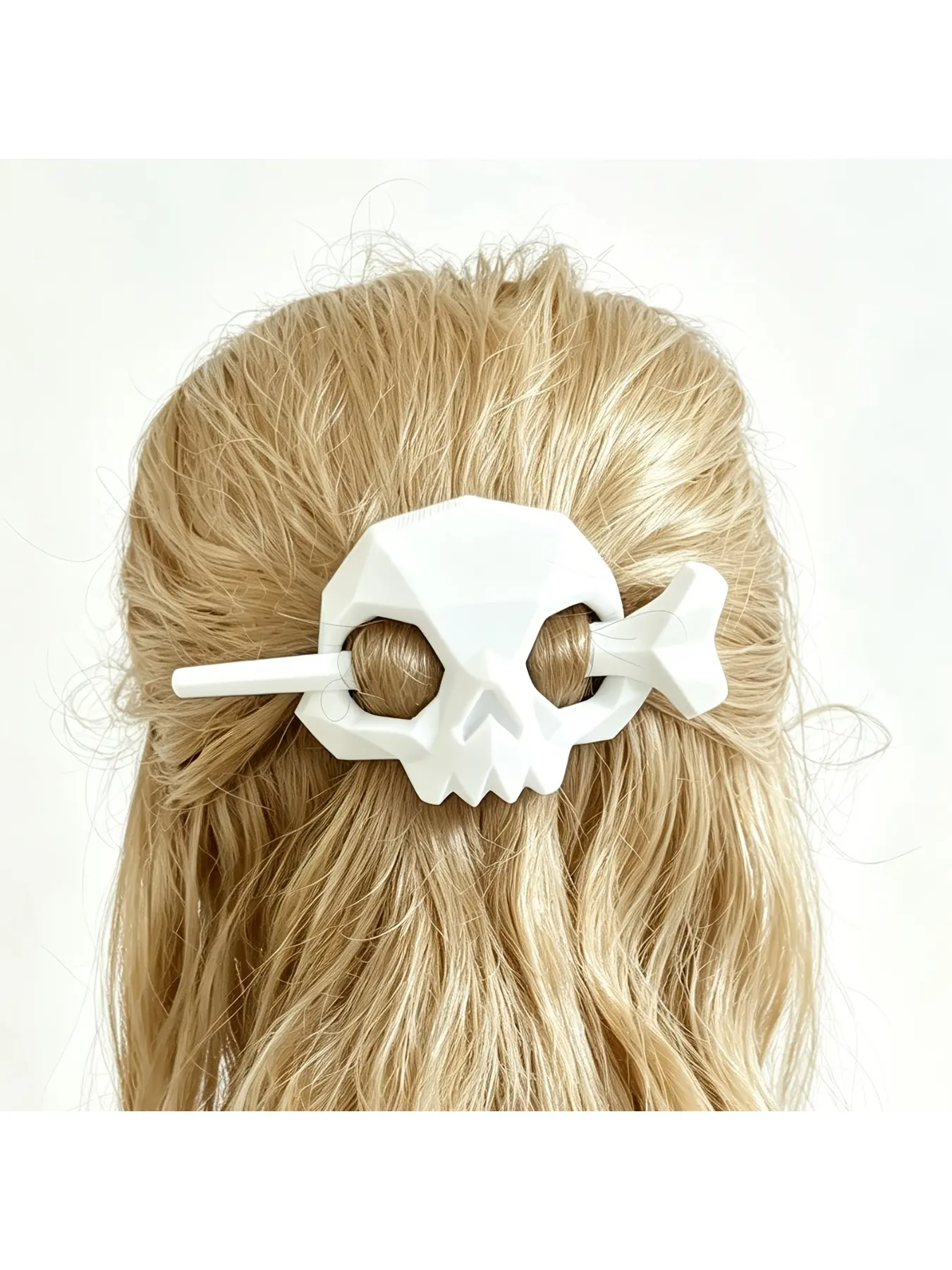 1Pc Geometric Hollow Skull Bone Hair Stick Barrette Gothic Punk Dark Aesthetic Hair Accessory 4 Colors Yellow Luminous White Black For Women Girls Daily Street Look Back To School Cosplay Party Portrait Shoot Fashion Gift Supplies