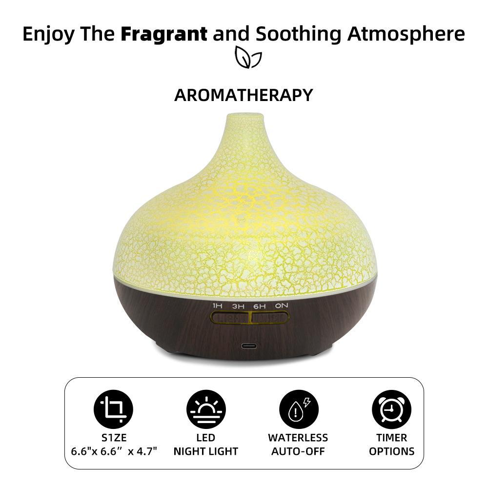 2 pieces Wood Grain Humidifier Diffuser 550ml Remote Control Quiet 12 Essential Oils