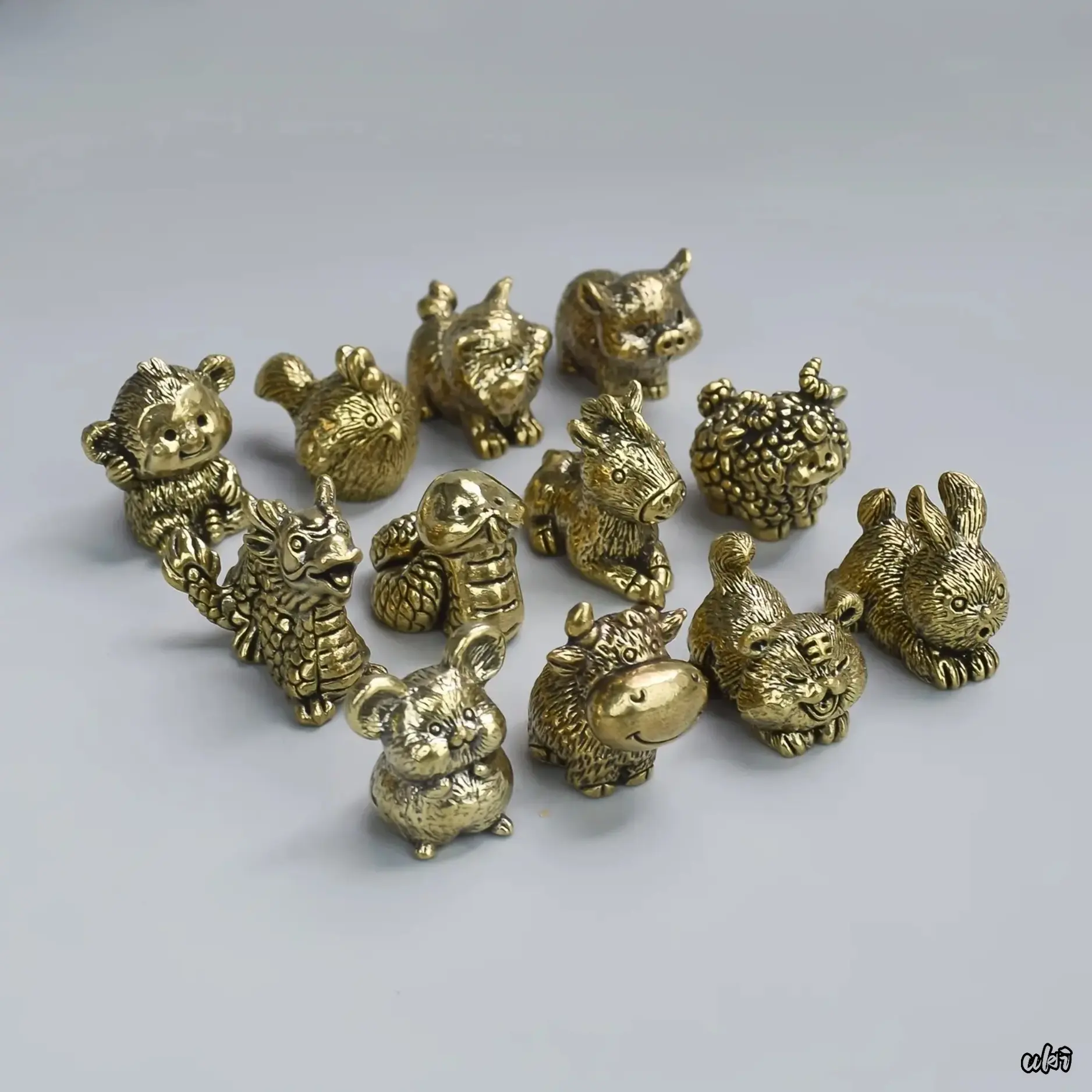 Chinese Zodiac Copper Figurine - Decorative Ornament for Display, Available in Rat, Tiger, Rabbit, Dragon, Horse, Sheep, Monkey, Chicken, Dog, Pig Designs, Decor