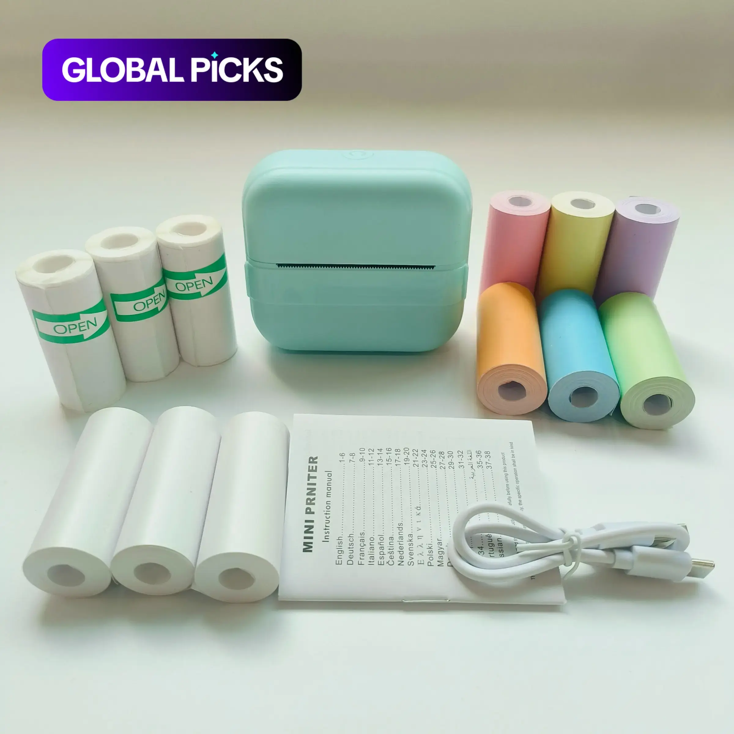 Wireless Mini Printer Kit Portable Thermal Label Maker, 203dpi, Ideal for Notes Journals DIY Crafts, USB Battery Powered, Perfect Gift Set, Portable Handheld Printer, Sticker Printer #GLOBAL PICKS