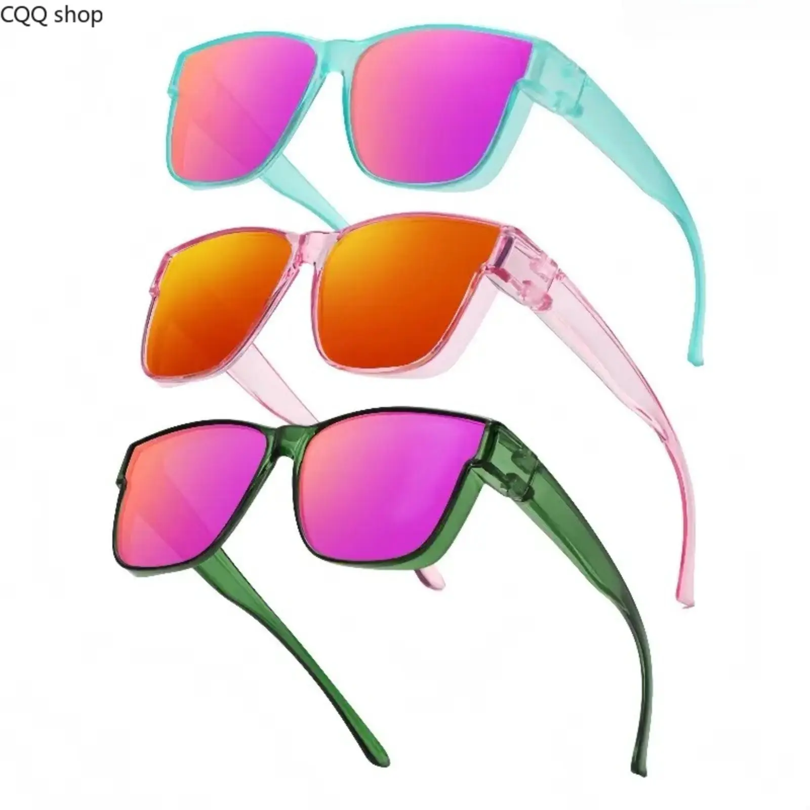 Unisex 3-Pack Stylish Flip-Up Fit Over Glasses - Candy Color Frame, Mirrored Lens, UV400 Protection, Dual-Use for Myopia Glasses, Driving & Beach - Fashion Accessories for Women, Sunglasses, Stylish Accessories