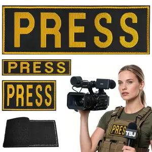 3pcs 'press' Embroidery Patches, Hook Loop Decorative Stickers, Ideal for Journalists, Jackets, Backpacks, DIY Decoration