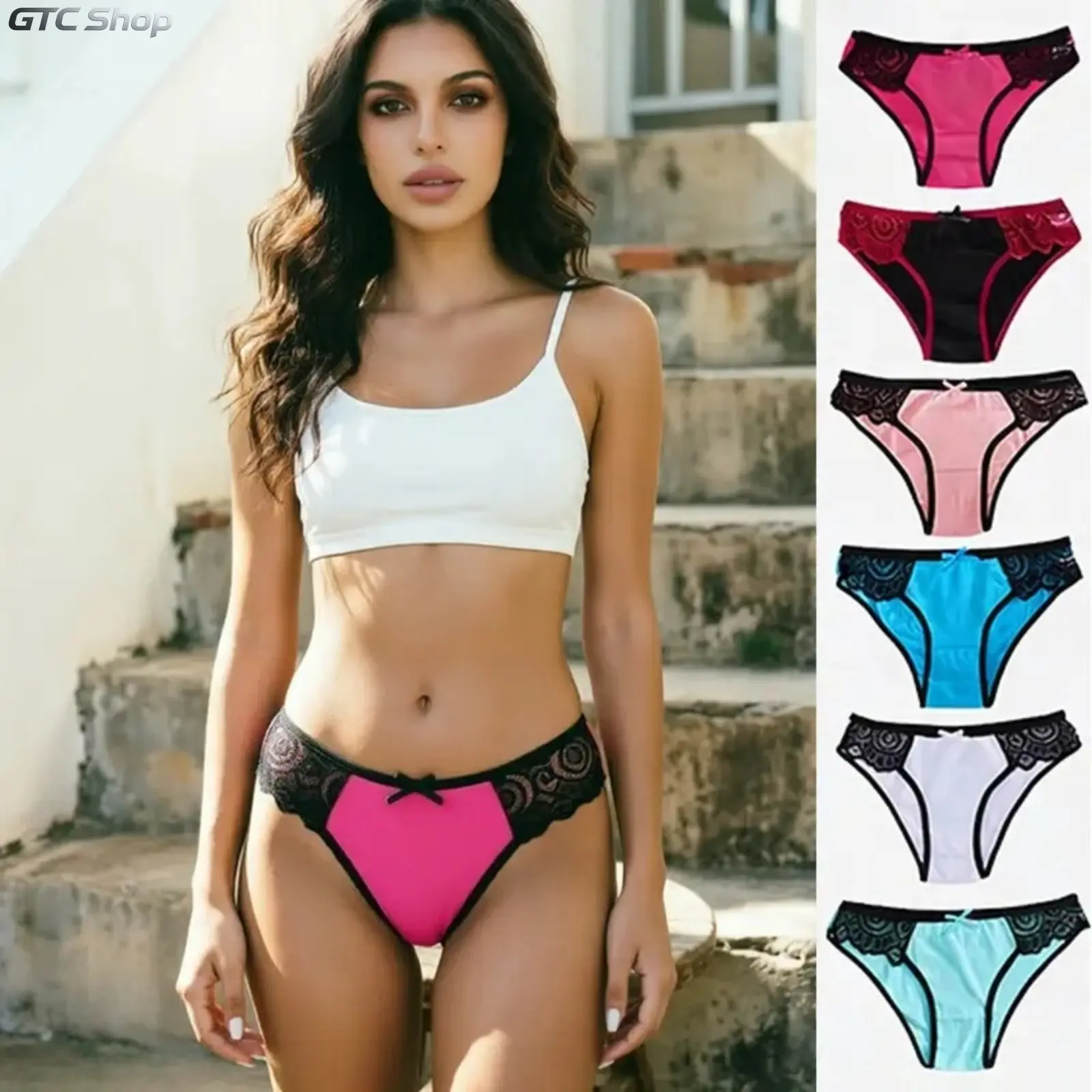 6-PCS Women's Lace Trim Panties in Breathable Stretch Fabric, Low-Rise Seamless Fit for Feminine Everyday Comfort, Multi-Pack Options