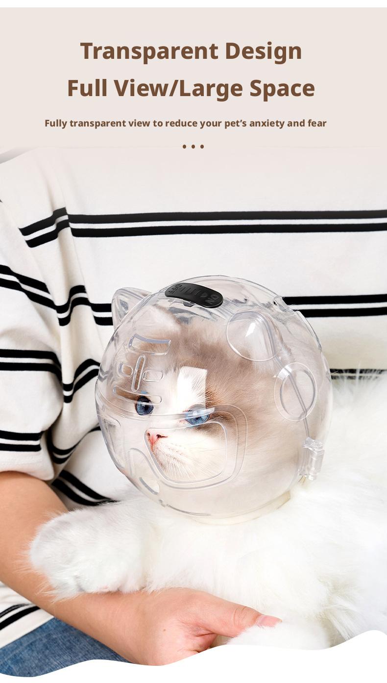 PetBoba Transparent Cat Space Head Cover Elizabeth Collar, Anti-Bite Anti-Scratch Anti-Licking Anti-Fighting Pet Protective Headgear for Bathing & Nail Trimming