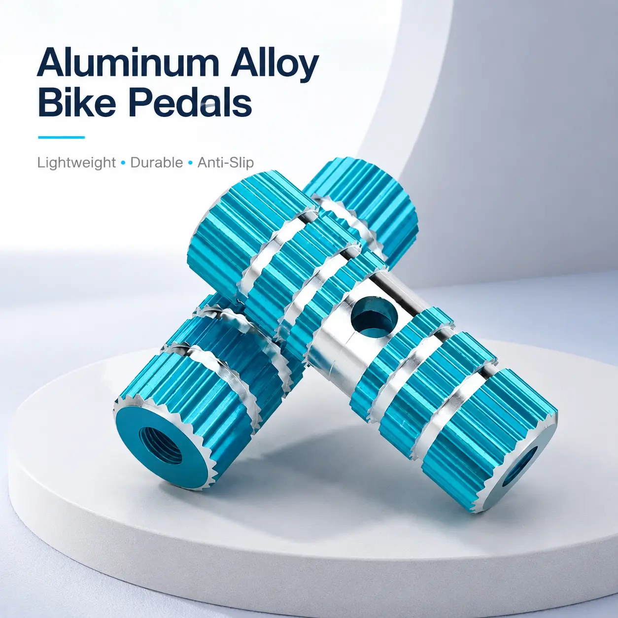 Durable Aluminum Alloy Bicycle Pedals with Reinforced Rear Axle Design for Mountain and Hybrid Bikes – Non-Slip Round Platform Footrests Ideal for Daily Commuting, Trail Riding, and All-Terrain Cycling Enthusiasts