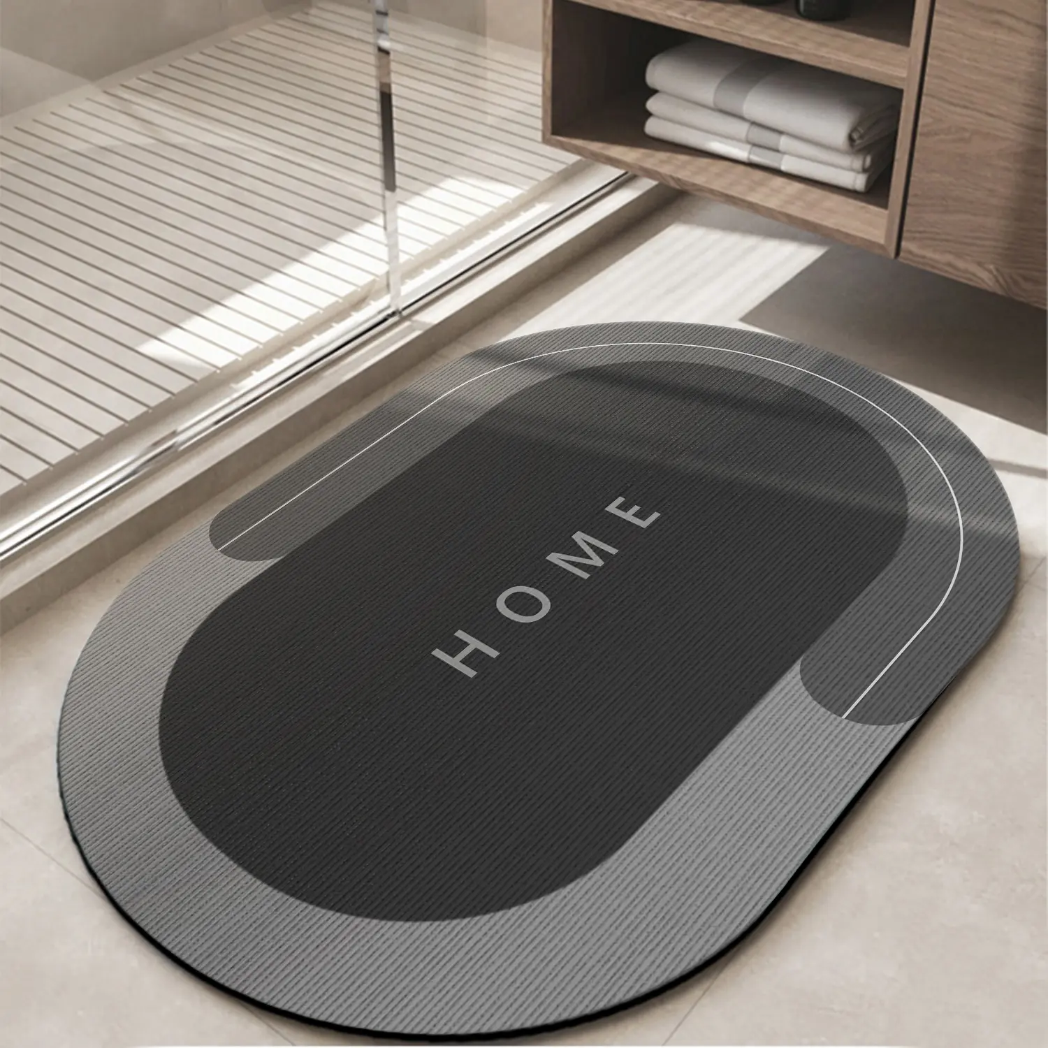 Soft Oval Microfiber Velvet Bath Mat 15.7x23.6 Inch, Super Absorbent, Fast Drying, Scratch Resistant, Non-Slip Rubber Backing, Washable Mildew-Proof Floor Mat for Home Bathroom Shower