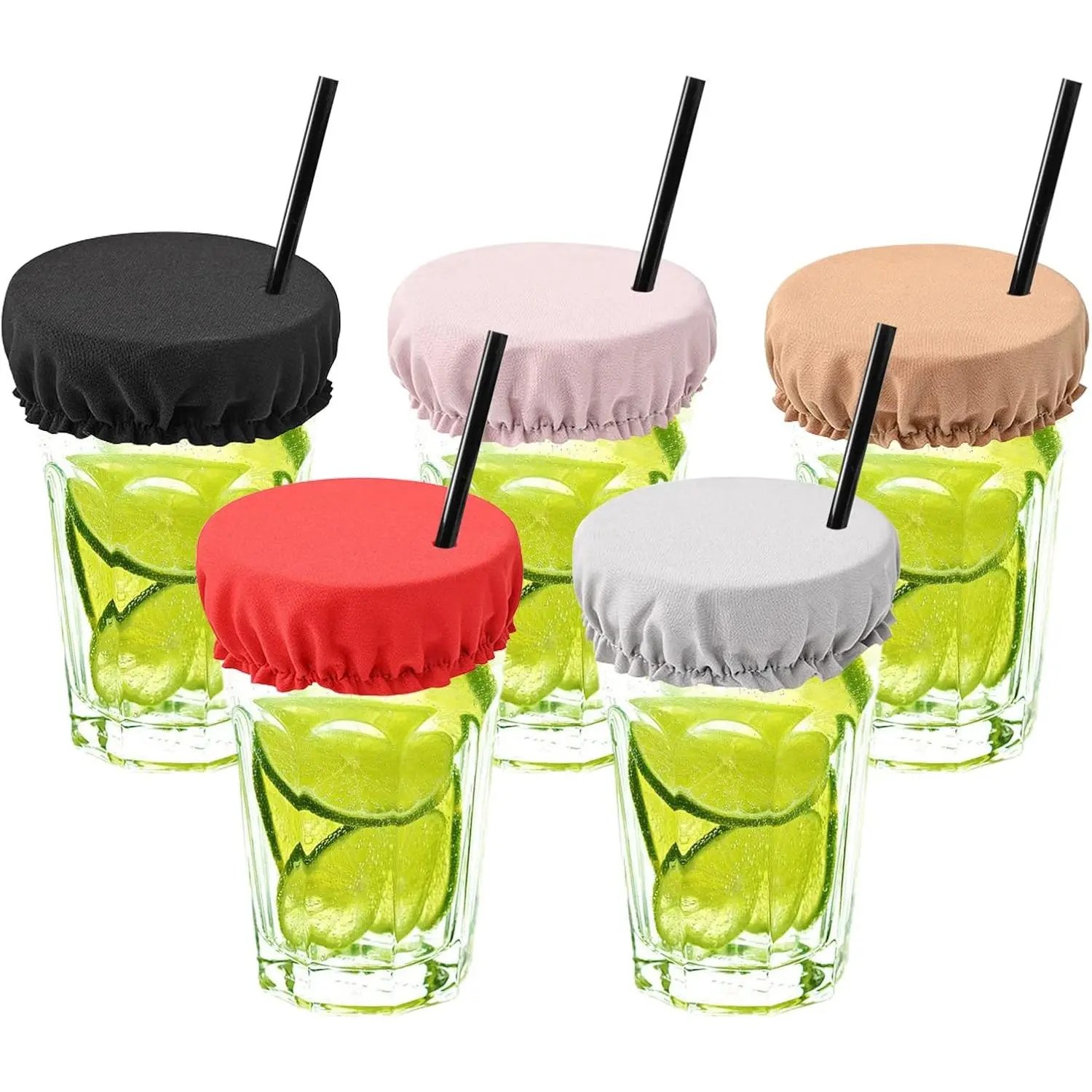5 Pcs Drink Covers Alcohol Protection, Reusable Drink Cup Cap with Straw Hole, Cup Covers Protector Bar Club Party to Keep Out Unwanted Items