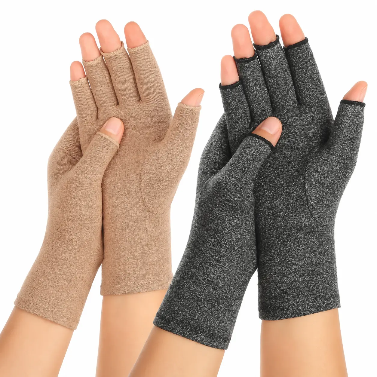 Premium Fingerless Compression Gloves for Adults – Breathable Moisture-Wicking Fabric with Thumb Coverage, Designed for Arthritis Comfort, Carpal Tunnel Support, Typing, Cooking, and Daily Activity Use – Two-Pair Pack
