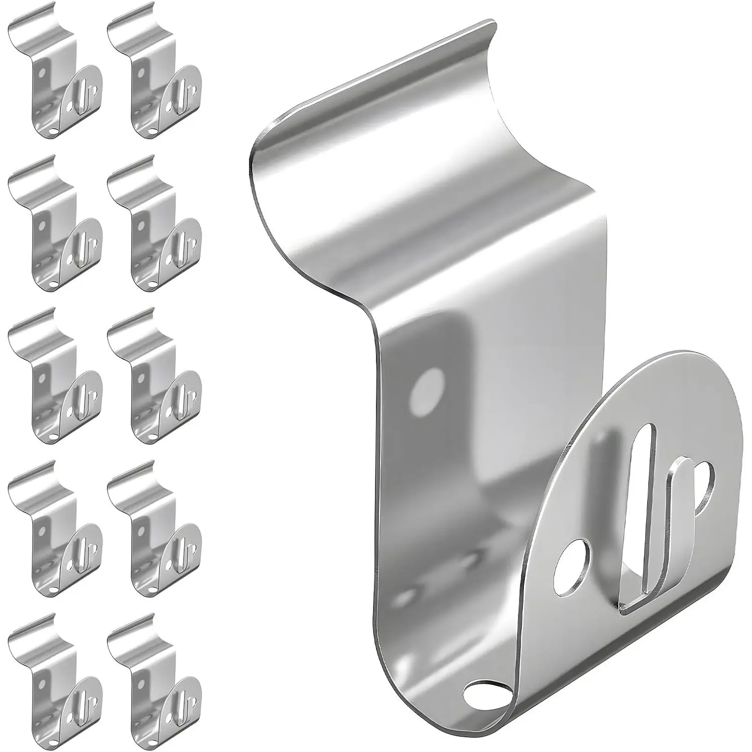 Vinyl Siding Hooks, 10-Pack Stainless Steel No Hole Vinyl Siding Clips, Holds up to 20lbs, Heavy Duty Siding Hooks for Hanging Outdoor, Double Clips for Wreaths, String Lights, Signs, Easter Decor