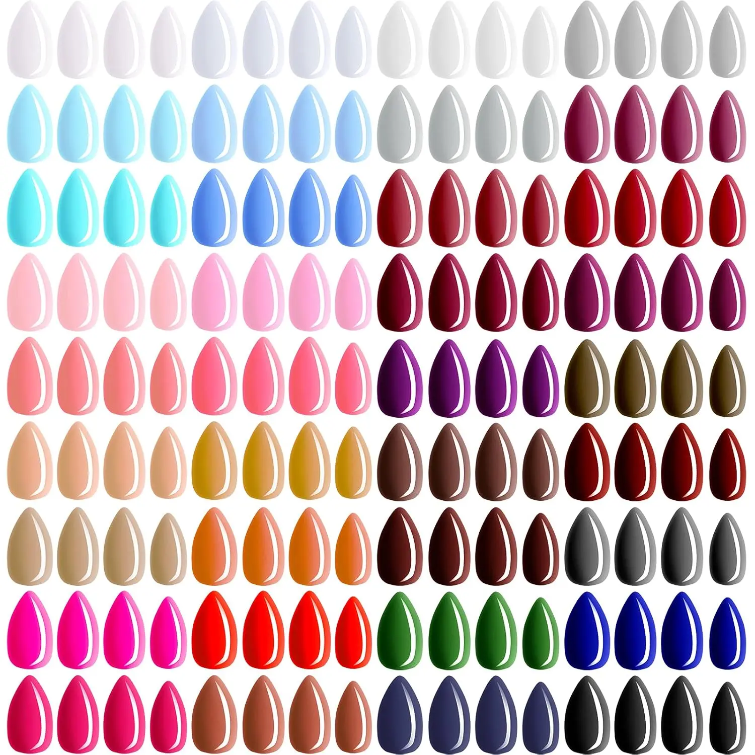 Almond Press on Nails 864 Pcs Short Glossy False Nails Full Cover Fake Nails Colorful Artificial Nails Solid Color Fake Nail for Women Girls Nail Salon Decorations, 36 Colors