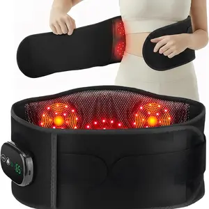 Red Lights Waist Back Massager, Abdominal Lumbar Electric Heating Pad, 3 Heat Levels, Vibration for Back Relax