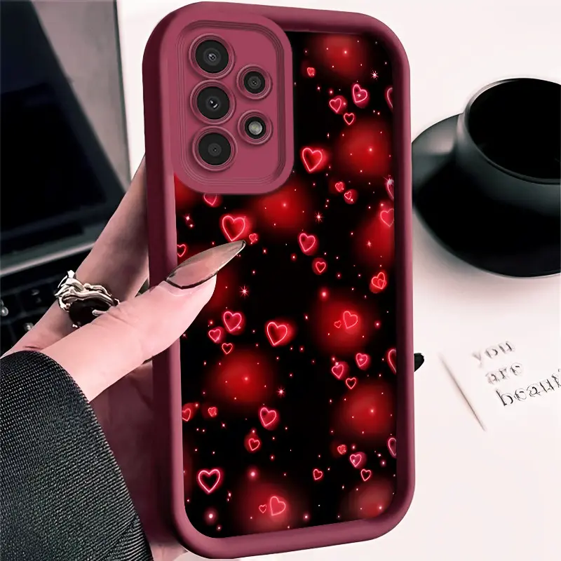 Phone Case for Galaxy A03/A04E/A05S/A10S/A11/A12/A13/A14/A15/A20/A21S/A22/A23/A24/A25/A30/A30S/A31/A32/A33/A34/A35/A50/A52/A53/A54/A55/A70/A71/A72/S20/S21Fe/S22/S23+/S24/S24 Ultra/M10S/M12/M13/M32 Red Heart Phone Case, Drop-Proof And Durable, Good-Looking