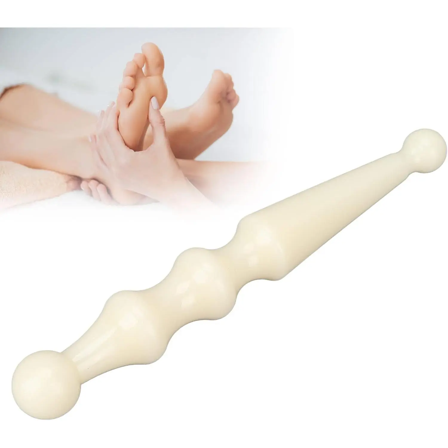 Double Headed Acupuncture Pen, Lightweight Portable Ergonomic Manual Massage Tool for Daily Muscle Soreness Pain Relief, Smooth ABS Deep Tissue Foot Massage Stick for Home & Office Use