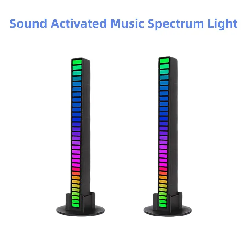 32 RGB Leds Voice-Controlled Music Spectrum Light, USB-C Charging, Dynamic Lighting Modes, Ideal for Car Dashboard & Gaming Room Atmosphere