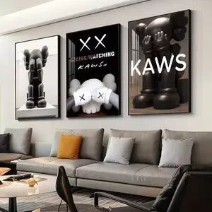 3pcs Frameless Bedroom Wall Art Kaws Brand Living Room Decor Abstract Figurine Sofa Background Hanging Painting