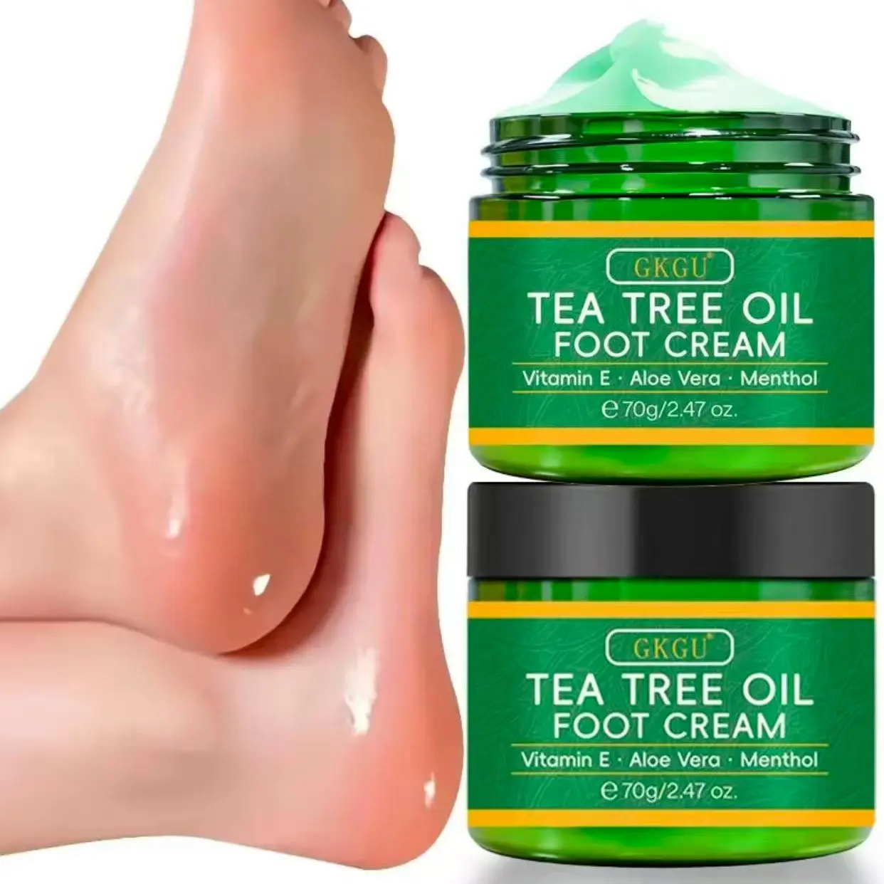 Set of 2 Tea Tree Oil Foot Creams for Dry Feet, Foot Moisturizer, Hydrates Dry and Cracked Skin, Softens and Smooths with Fresh Fragrance, All-Season Foot Care for Men and Women, Moisturizing Foot Care, Nourishing Formula
