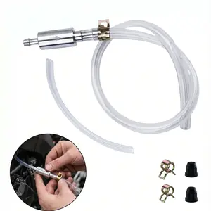 2026 new Brake Bleeder Kit, one-way check valve, Universal Brake Bleeder Tool Car Accessories for Car / Motorbike / Bike / motorcycle (1 Set) , metal clip tube soft, Stainless hydraulic brake system-YY0