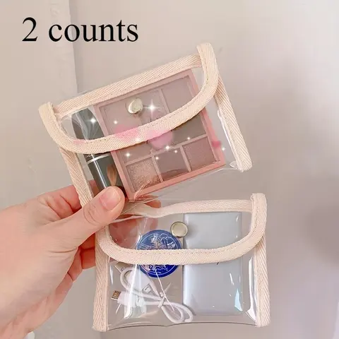 Mini Transparent Clutch Flap Coin Purse Coin Wallet Coin Pocket, 2 Counts Lightweight Versatile Carry All Pouch, Portable Storage Bag for Home & Travel