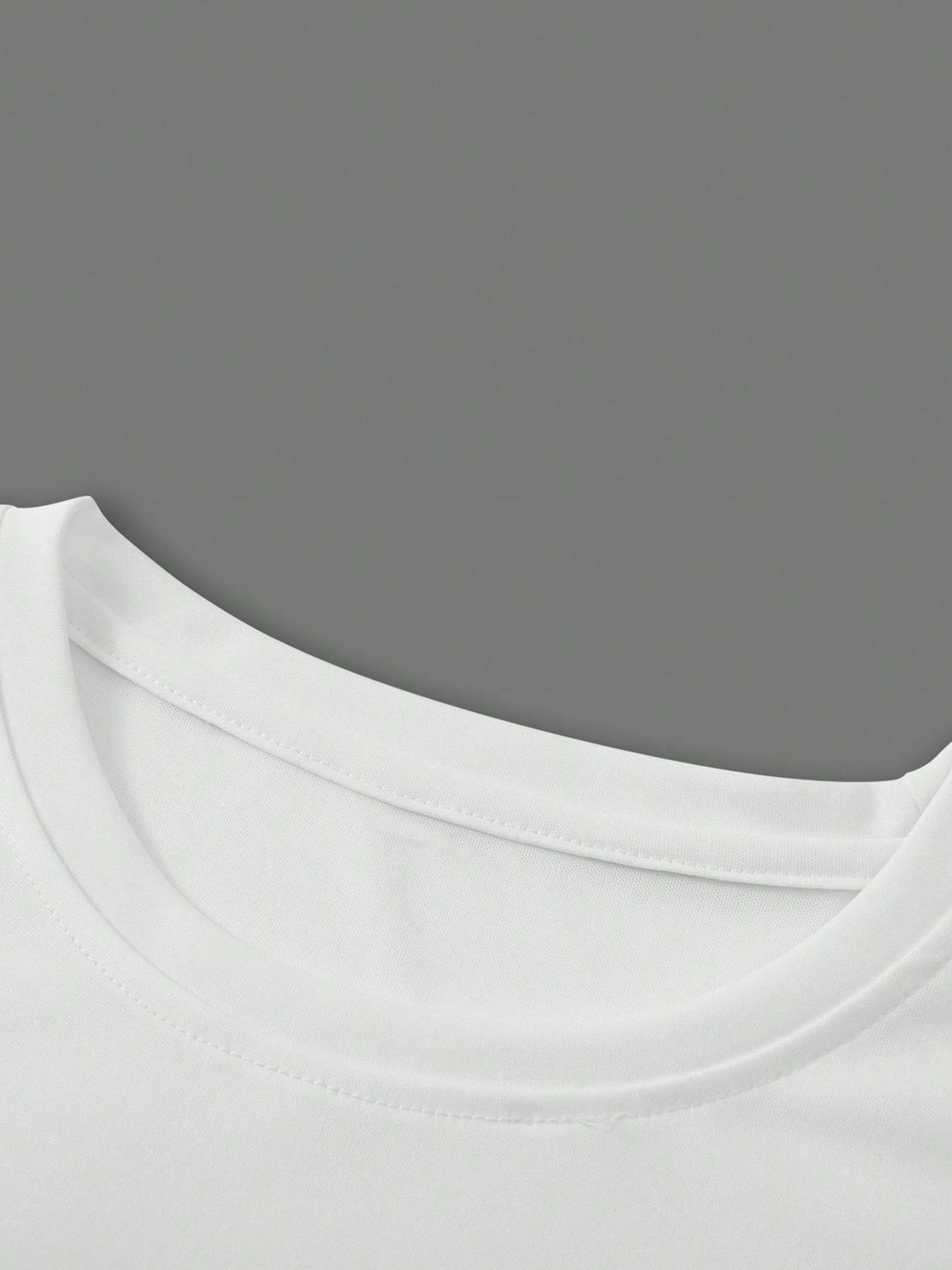 Men's Letter Print Round Neck Tee, Regular Fit Casual Short Sleeve T-shirt, Men's Summer Top for Daily Wear