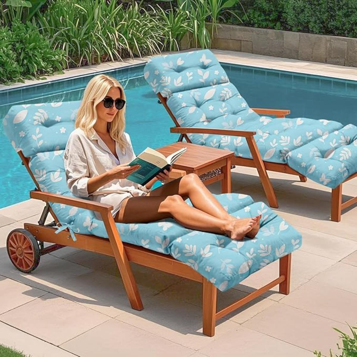 Outdoor Chaise Lounge Chair Cushion 75.1 x 22.8 x 4.7 Inches 100% Waterproof Replacement Cotton Patio Pool Lounge Chair Cushion for Outdoor Furniture with Ties Outdoor Chaise Lounge Chair Cushion 75.1 x 22.8 x 4.7 Inches 100% Waterproof Replacement Cotton Patio Pool Lounge Chair Cushion for Outdoor Furniture with Ties