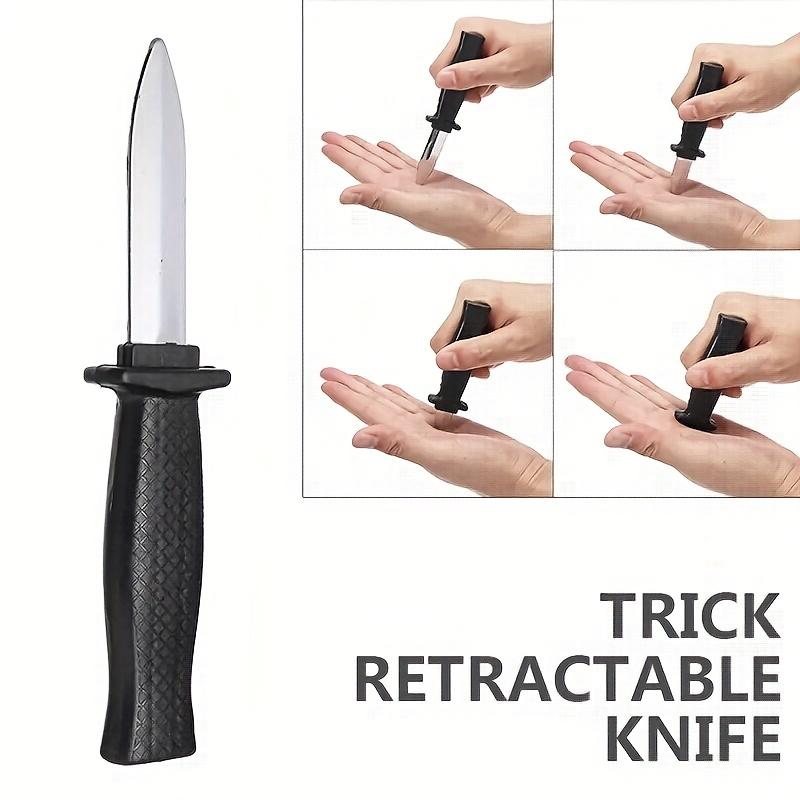 Props Toys Joke Magic Plastic Retractable Knife - Prank Scary Trick Fake Dagger For Halloween Parties & Pranksters Fun Gag Gift