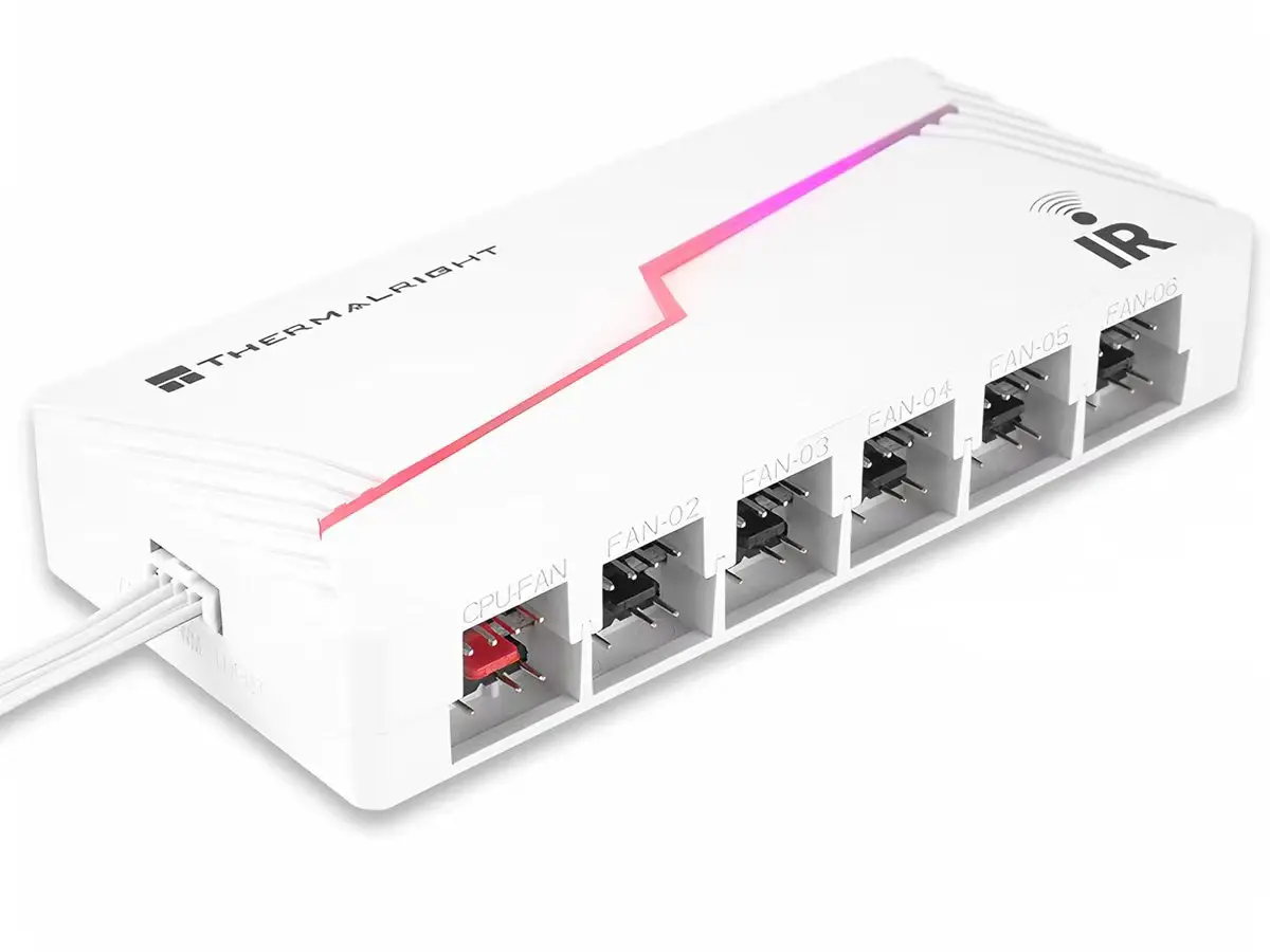 Thermalright ARGB and PWM Fan Hub X12 IR, 12-Port, 5V, 3-Pin RGB/4-Pin PC Cooling Fan Controller with Remote Control, White
