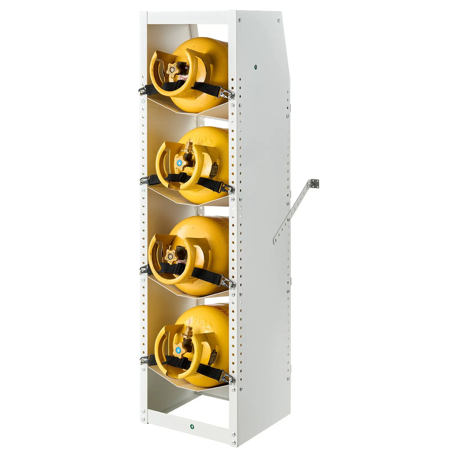 VEVOR Adjustable Refrigerant Tank Cabinet-Rack, 14.8 x 13 x 52 in White Powder-Coated Carbon Steel 4-Tier Rack with Top Storage Shelf, for Cargo Van Owners & Workshops