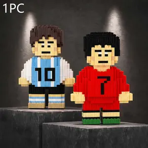 New Creative Football Player Building Block Ornament, Living Room Bedroom Study Party Decor, DIY Craft Model, 3D Puzzle Art, Includes Hammer