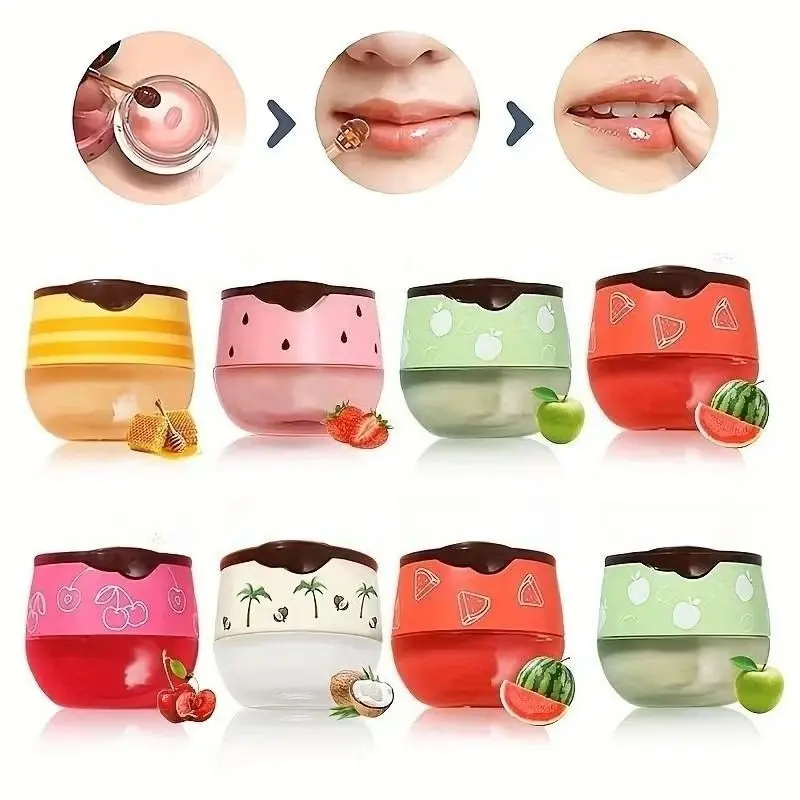 6-color set fruit lip mask and lipstick, honey jar, cartoon heart and cloud lip mask, strawberry honey, Juicy Lip Balm, Hydrating Lip Mask