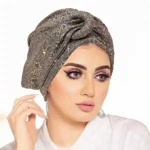Glitter Wrinkle Tie Headscarf Hat, Ethnic Wraparound Cap, Button Hair Protector, Fashionable All-Season Hat for Women, Cartagena Head Wrap, Hair Scarves