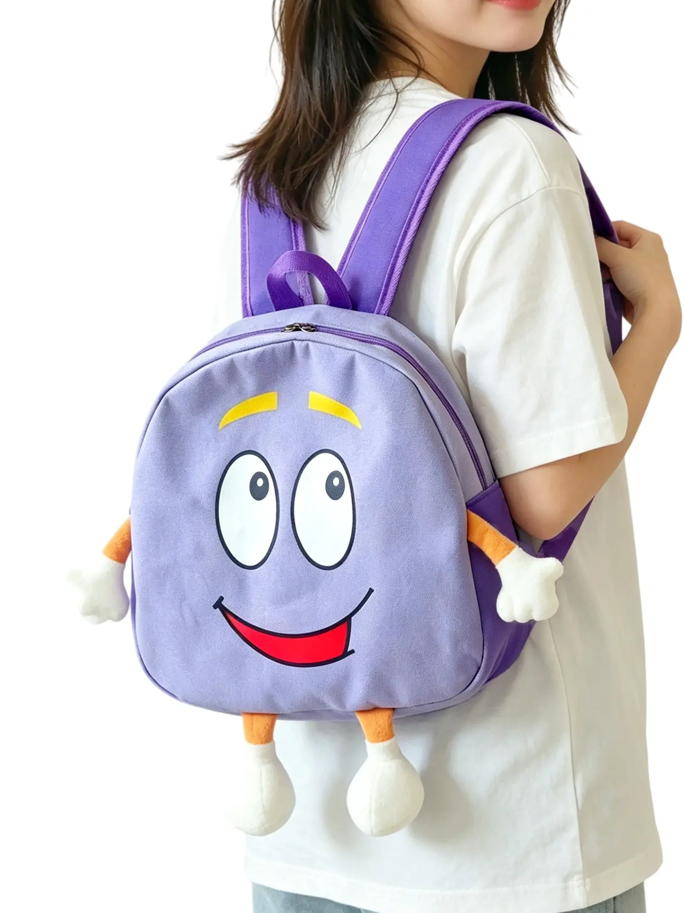 Cute Canvas Backpack for Women, Cartoon Print Backpack, Commuter Travel Casual Shoulder Bag, Fits A4 Paper and 12 Inch Tablet, Perfect Birthday Gift