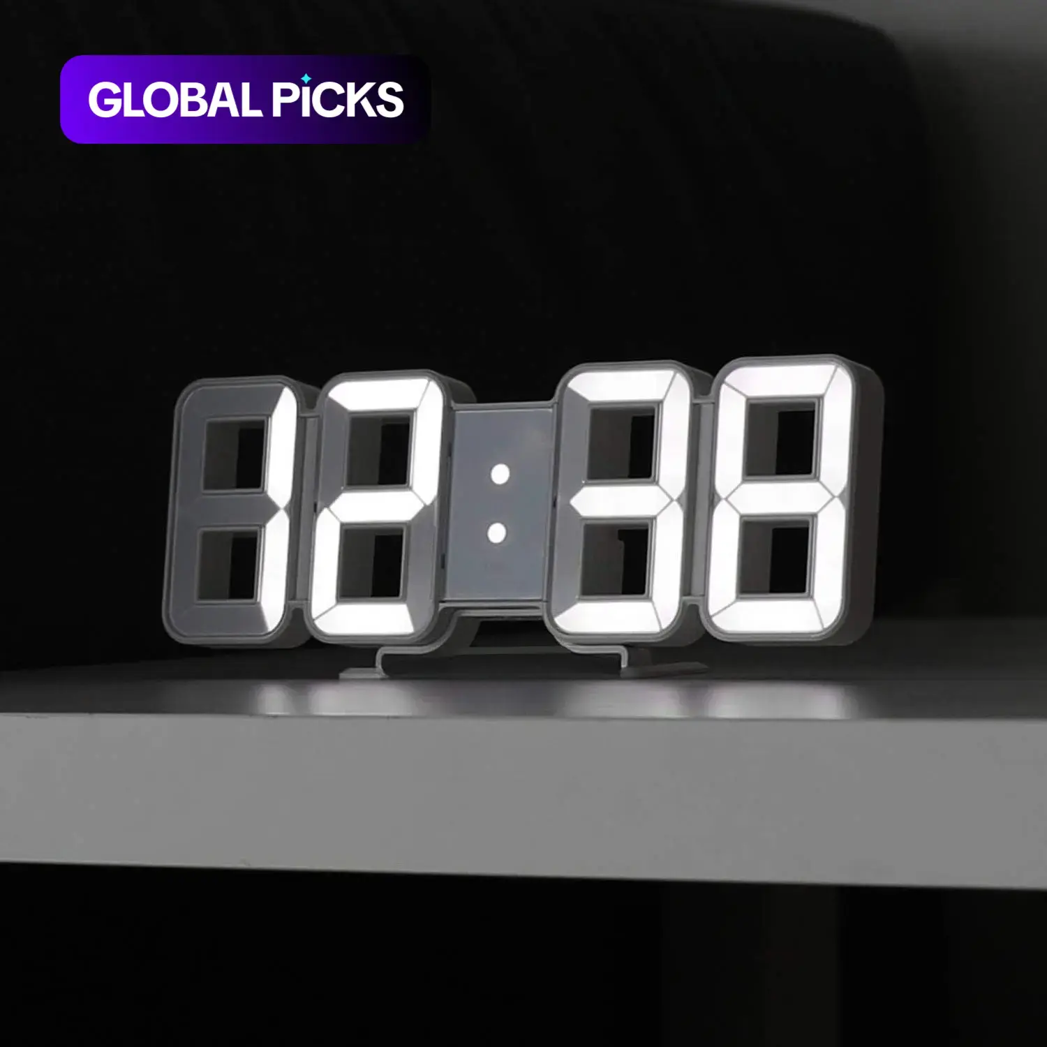 3D LED Digital Wall Clock/Desk Alarm Clock for Kitchen Bedroom Office, 9" LED Night Light Decor Clock Adjust Brightness 12H/24H Time Date Temperature, Great Gift Led Wall Clocks #GLOBAL PICKS