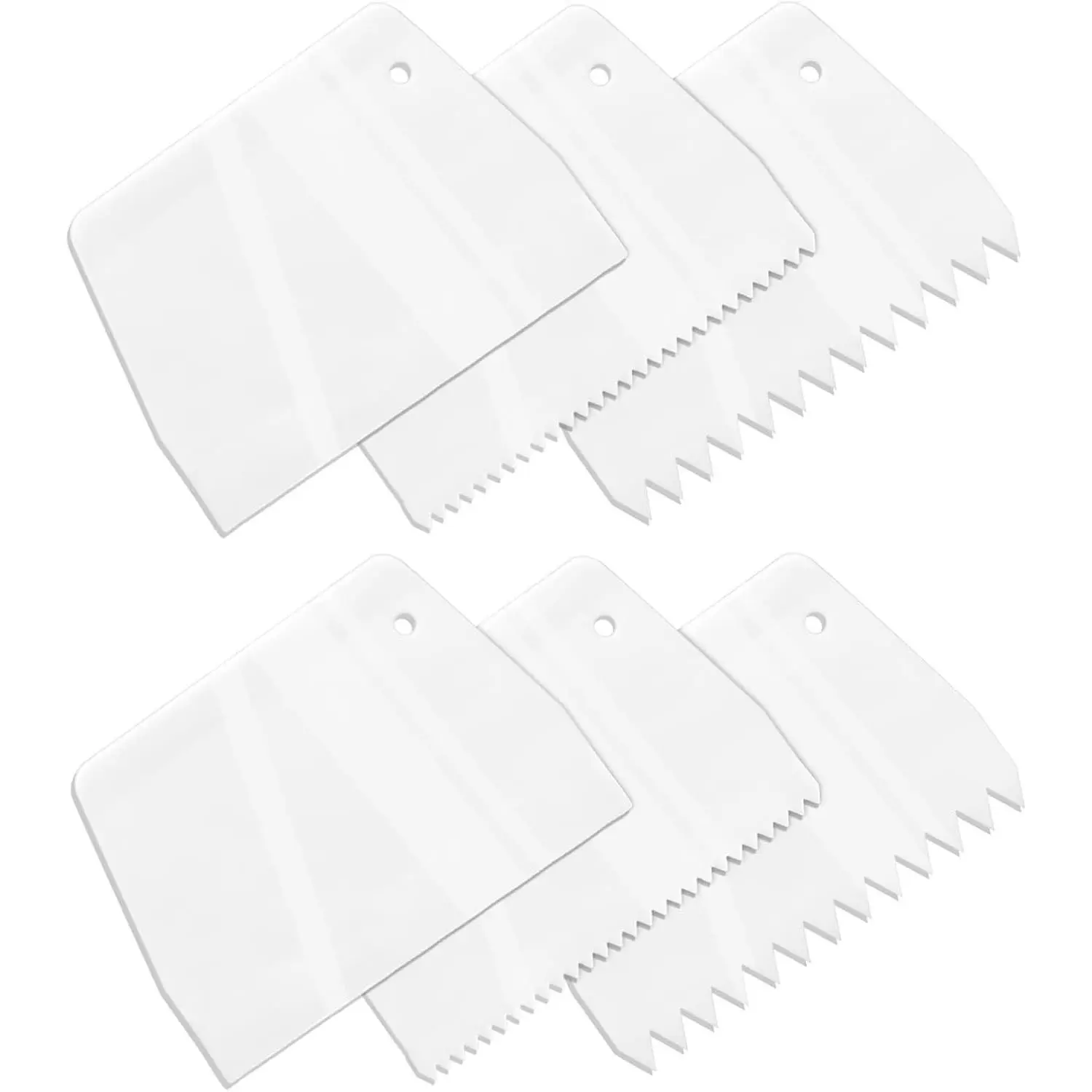 6 Pcs Glue Spreader, Reusable Adhesive Spreader 3 Different Types Notched Plastic Glue Applicator Kits for Applying Glues Epoxy PET Putty(White)