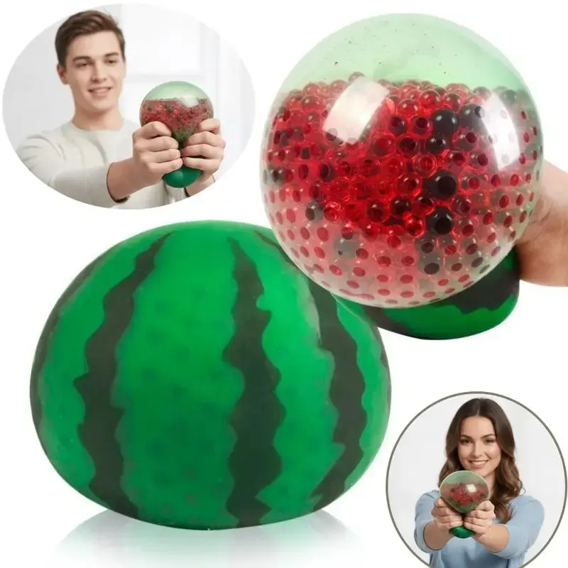 Large Watermelon Orbeez-Style Stress Ball, Giant Watter Bead Fidget Squeeze Toy, Sensory Squishy Toy forAdults Kids, Party Favors & Goodie Bag Stuffers