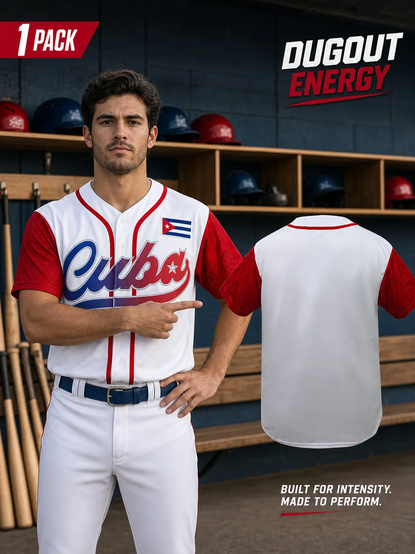 Men's Cuba Baseball Jersey with Cuban Flag -Button Down Short Sleeve Shirt, Premium Embroidered Casual Game Day Sports Fan Jersey