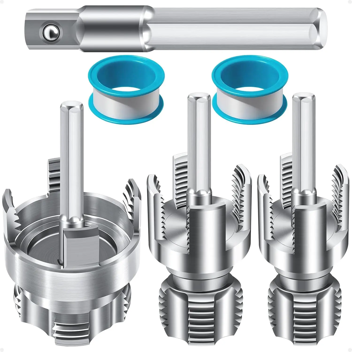 Thread your PVC pipes fast|3‑Piece Internal & External Threading Tool