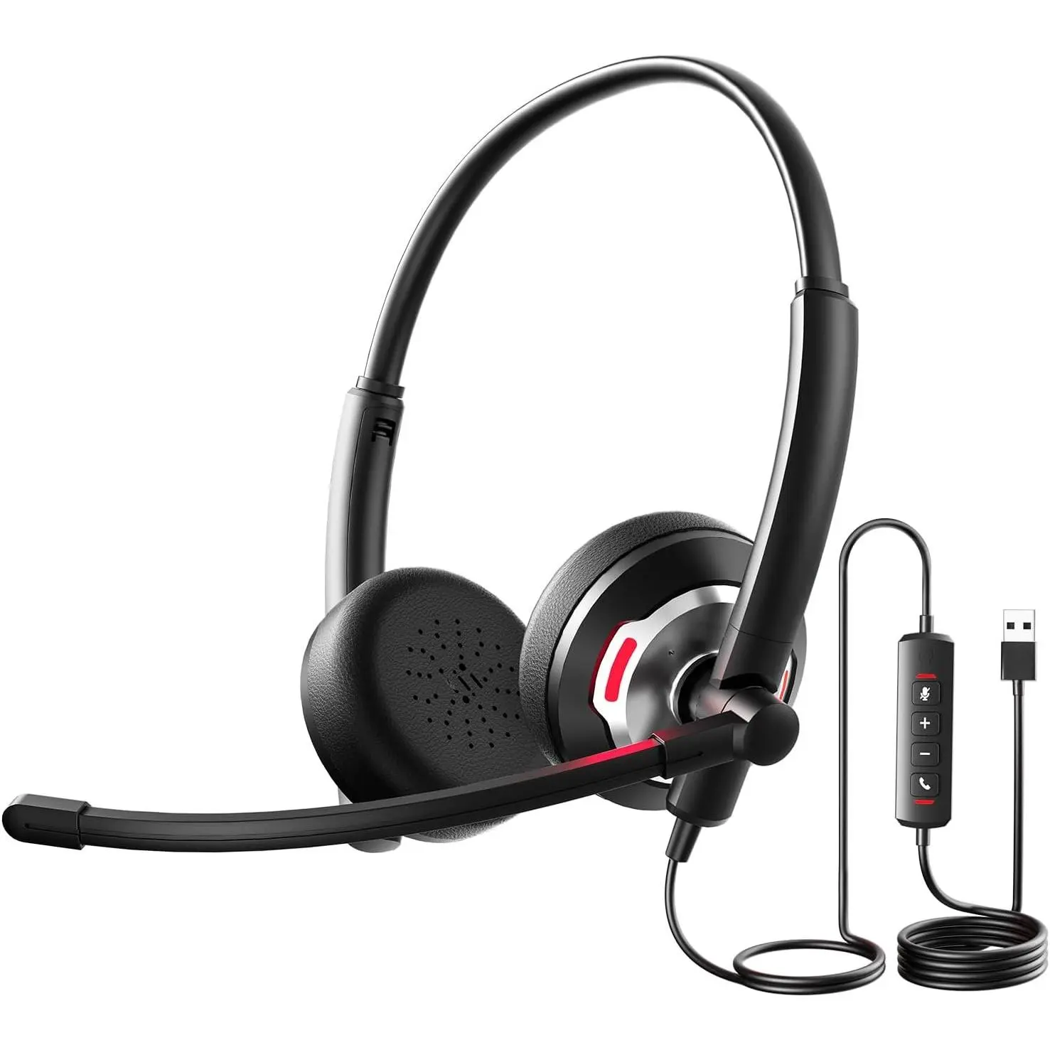 Wired Headset with Noise Canceling Mic & in-Line Control, Business Headset with Microphone for PC, USB  Headset for Work Call Center,  Office,  Classes, Teams, Zoom