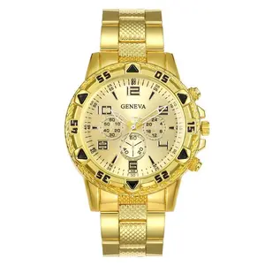 Rugged Sport Chronograph Style Quartz Men's Watch - 47mm×47mm, All Gold